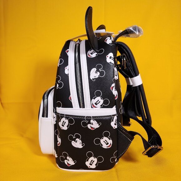 Loungefly Disney Parks Mickey Mouse AOP Faces Expressions Ears Mini Backpack NEW main image 4